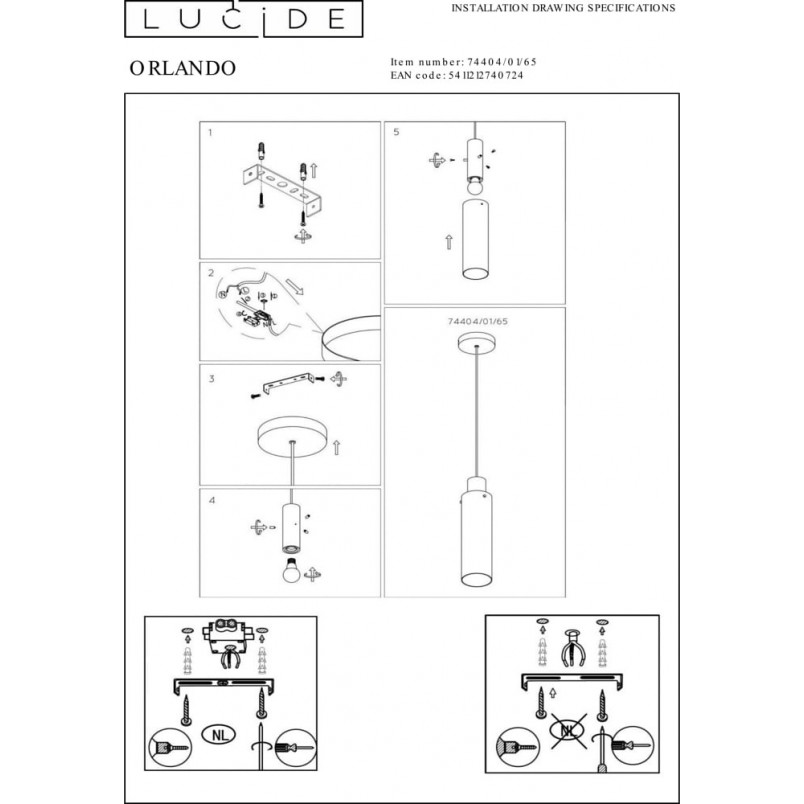 Lampa Wisząca Orlando - Szkło Dymione | Lucide