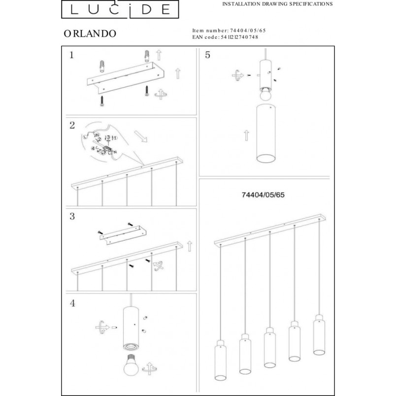 Lampa Wisząca Orlando Lucide | Szkło Dymione, E27 - Kup Teraz!