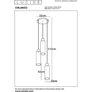 Lampa Wisząca Lucide Orlando III - Szkło Dymione | Sklep Lamp