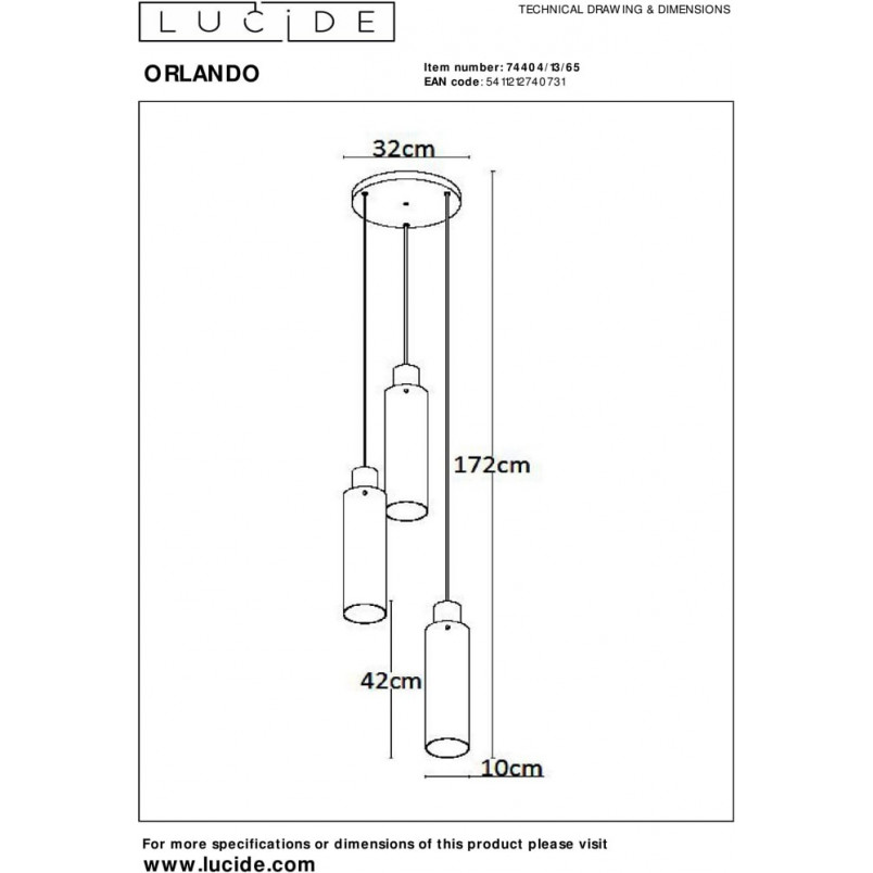 Lampa Wisząca Lucide Orlando III - Szkło Dymione | Sklep Lamp