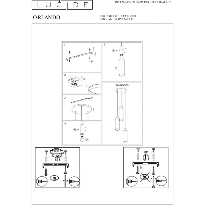 Lampa Wisząca Lucide Orlando III - Szkło Dymione | Sklep Lamp