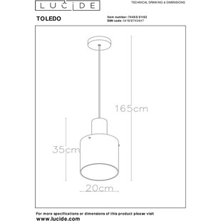 Lampa Wisząca Lucide Toledo - Bursztynowe Szkło, E27 | Kup Teraz
