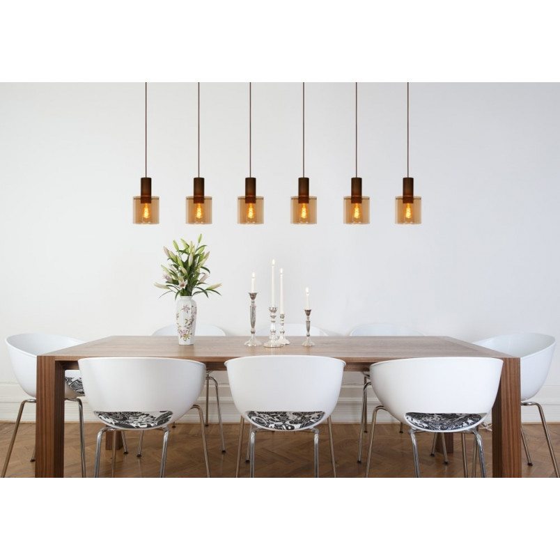 Lampa wisząca Toledo - Lucide | Bursztynowe szkło, E27