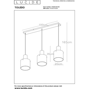 Lampa wisząca Toledo - Lucide | Bursztynowe szkło, E27