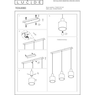 Lampa wisząca Toledo - Lucide | Bursztynowe szkło, E27