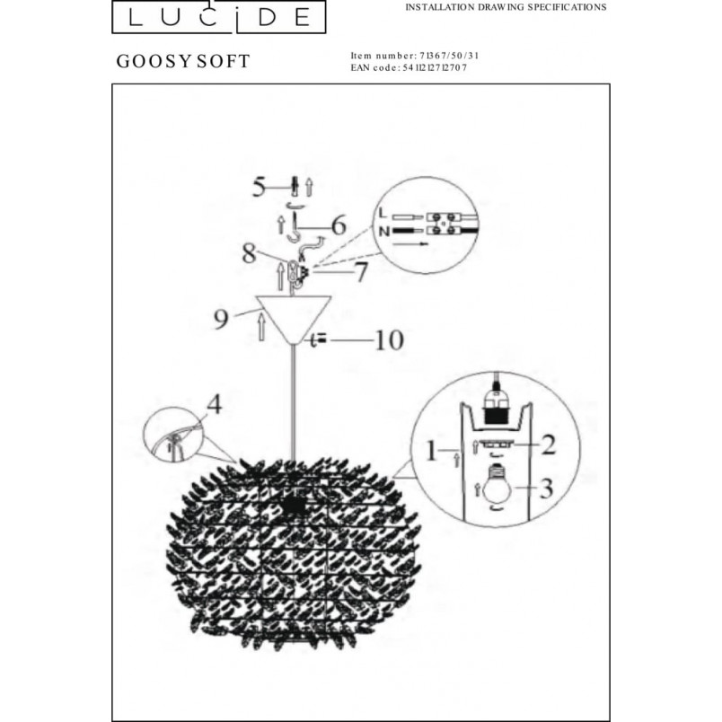 Lampa wisząca Goosy Soft - nowoczesny design, biały kolor | Lucide