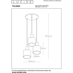 Lampa Wisząca Lucide Toledo - Bursztynowe Szkło | Sklep z Lampami