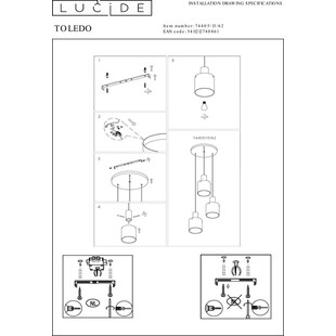 Lampa Wisząca Lucide Toledo - Bursztynowe Szkło | Sklep z Lampami