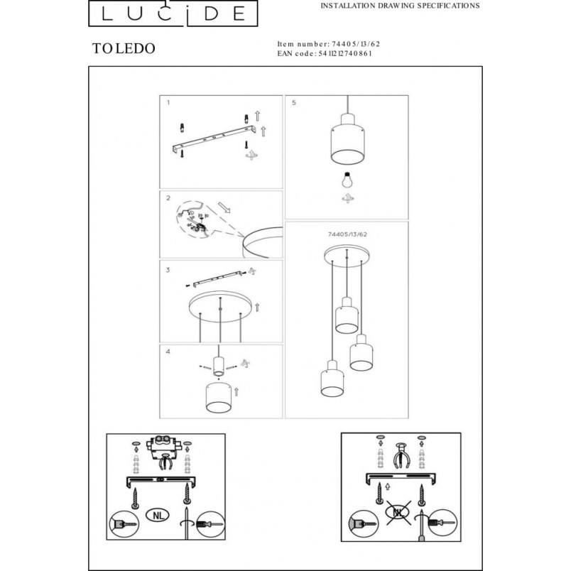 Lampa Wisząca Lucide Toledo - Bursztynowe Szkło | Sklep z Lampami