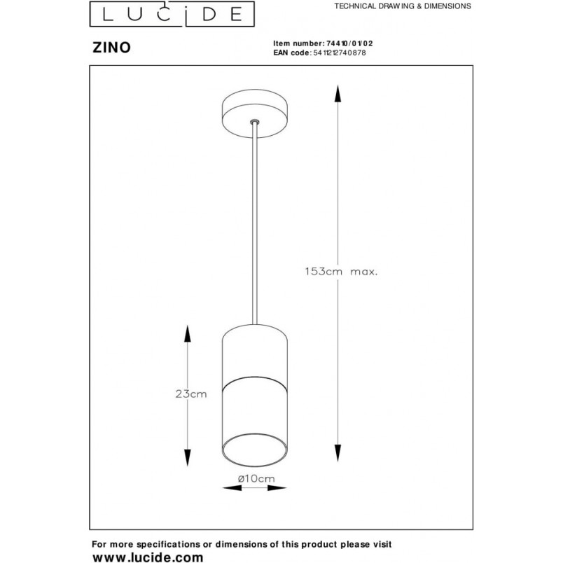 Lampa wisząca Zino - Szkło dymione, mosiądz | Lucide
