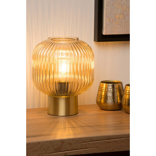 Lampa stołowa Lucide Maloto - Bursztynowe szkło, styl retro