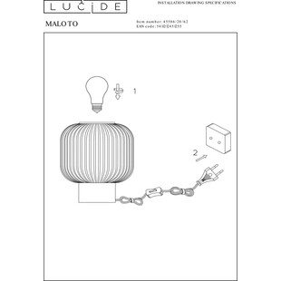 Lampa stołowa Lucide Maloto - Bursztynowe szkło, styl retro