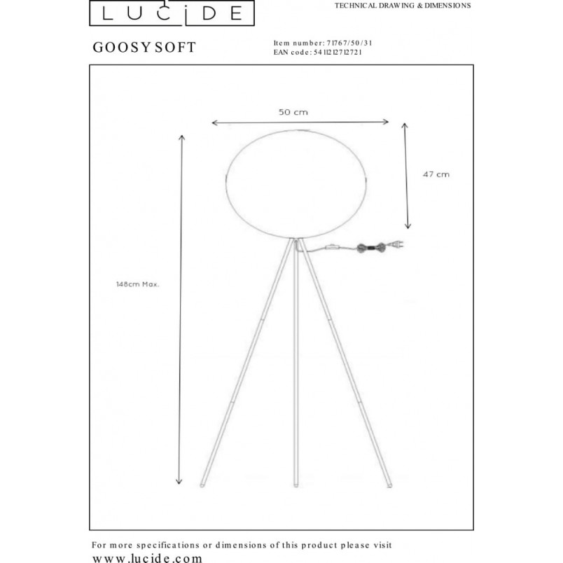 Lampa podłogowa Goosy Soft biała | Lucide - Kup teraz!