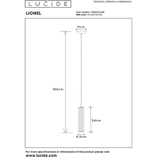 Lampa wisząca Lionel czarna | Lucide - Loftowa tuba E27