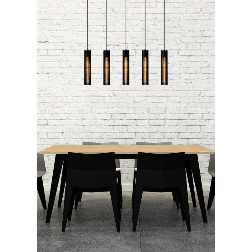 Lampa wisząca czarna Lionel | Lucide - Loftowa lampa E27