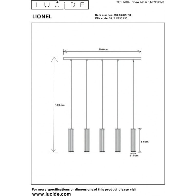 Lampa wisząca czarna Lionel | Lucide - Loftowa lampa E27