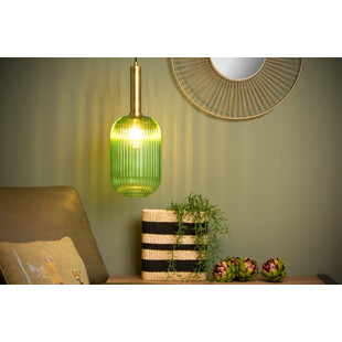 Lampa Wisząca Szklana Retro Lucide Maloto | Zielony Mosiądz