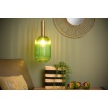 Lampa Wisząca Szklana Retro Lucide Maloto | Zielony Mosiądz