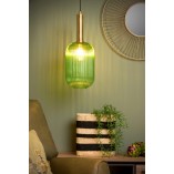 Lampa Wisząca Szklana Retro Lucide Maloto | Zielony Mosiądz