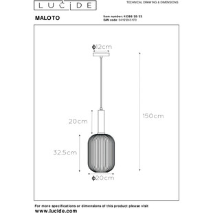Lampa Wisząca Szklana Retro Lucide Maloto | Zielony Mosiądz