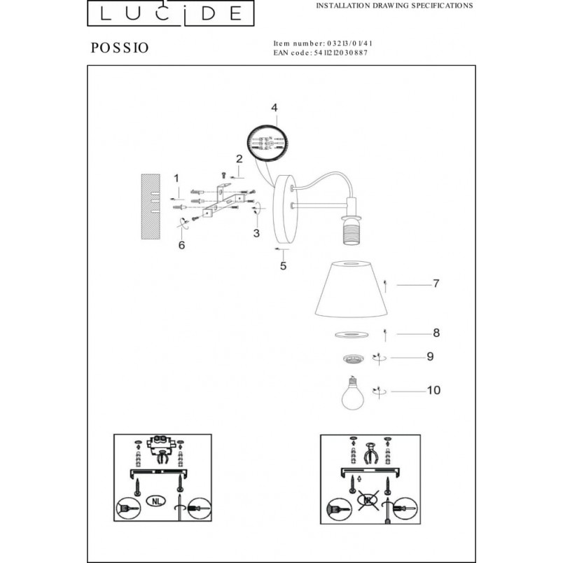 Kinkiet betonowy Possio z drewnem | Lucide - Loftowy design