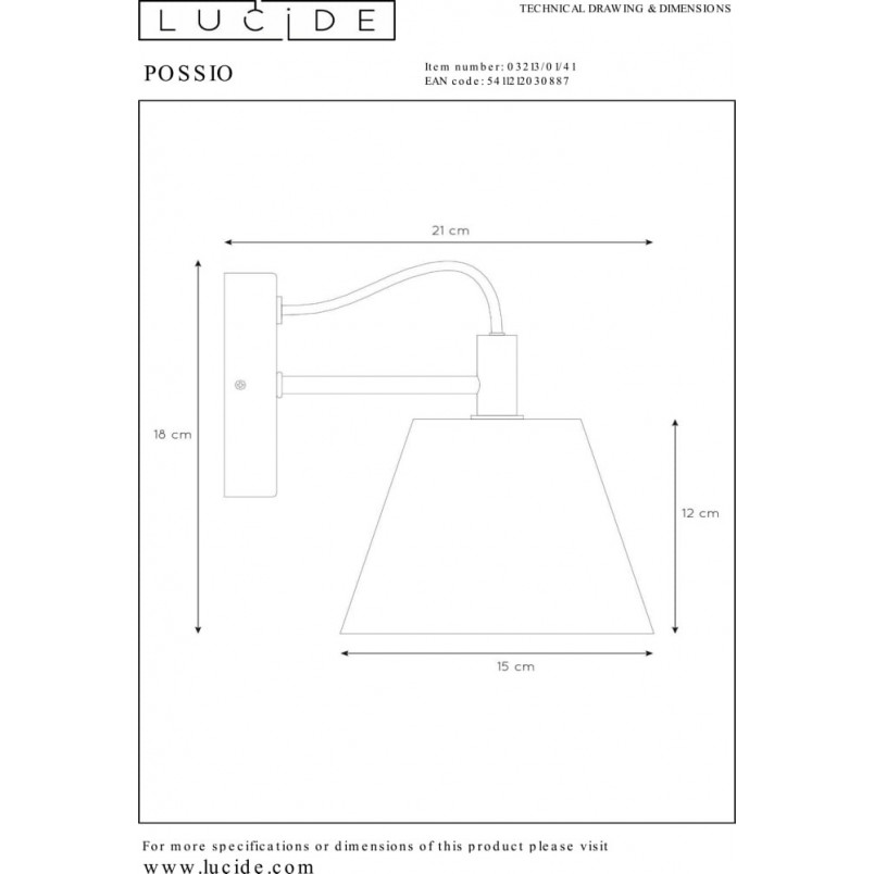 Kinkiet betonowy Possio z drewnem | Lucide - Loftowy design