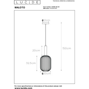 Lampa Wisząca Lucide Maloto | Szkło Bursztynowe, Mosiądz - Kup Teraz!