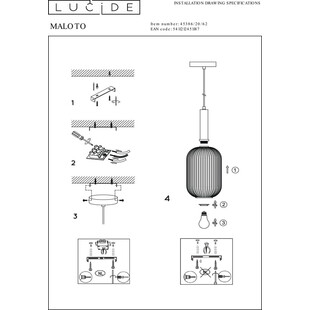 Lampa Wisząca Lucide Maloto | Szkło Bursztynowe, Mosiądz - Kup Teraz!