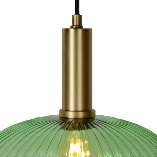 Lampa wisząca retro Lucide Maloto - Szklana, zielona, mosiądz