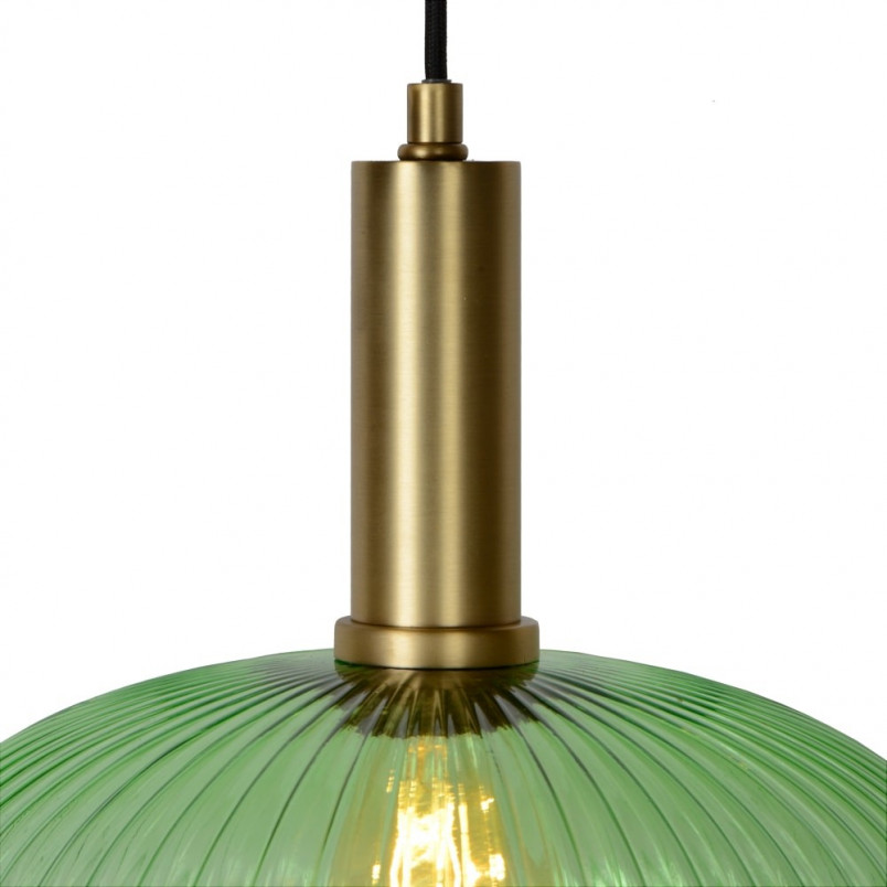 Lampa wisząca retro Lucide Maloto - Szklana, zielona, mosiądz