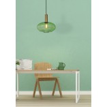 Lampa wisząca retro Lucide Maloto - Szklana, zielona, mosiądz