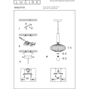 Lampa wisząca retro Lucide Maloto - Szklana, zielona, mosiądz