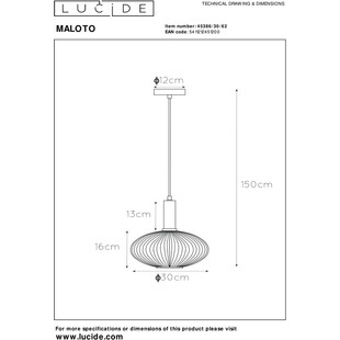 Lampa Wisząca Lucide Maloto - Bursztynowy Styl Retro | Sklep Lamp