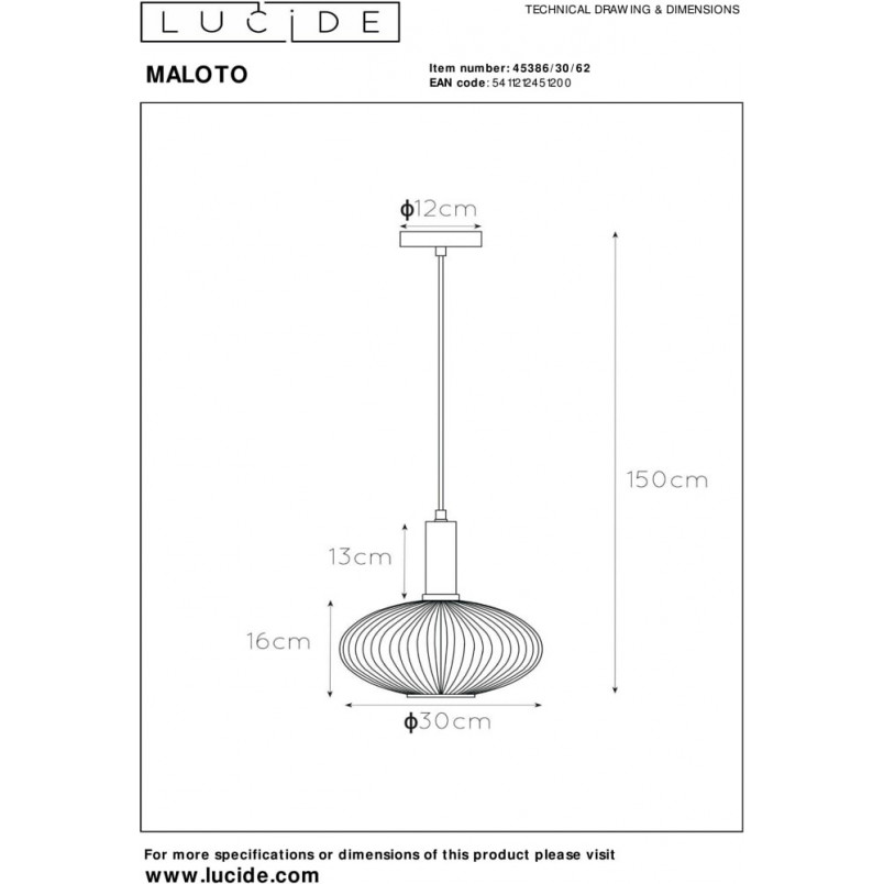 Lampa Wisząca Lucide Maloto - Bursztynowy Styl Retro | Sklep Lamp