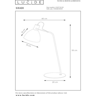 Lampa biurkowa loft Shadi czarna | Lucide - Kup teraz!