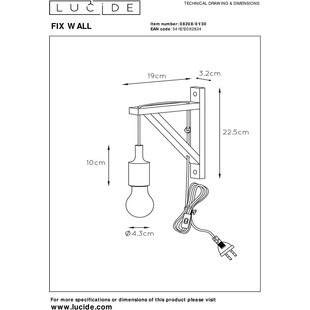Kinkiet drewniany Fix Wall | Lucide - Skandynawski design