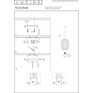 Lampa Wisząca Wolfram Czarna Lucide | Loftowa Owalna