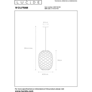 Lampa Wisząca Wolfram Czarna Lucide | Loftowa Owalna