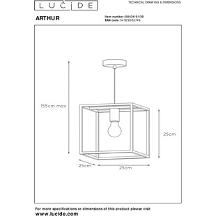 Lampa Wisząca Loft Arthur Czarna | Lucide - Kup Teraz!