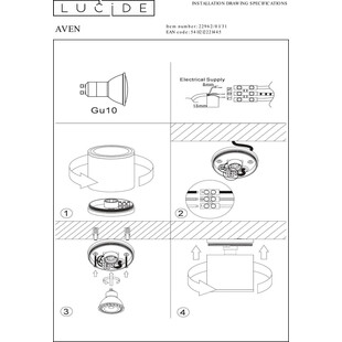 Plafon łazienkowy Aven Round - biały, metal - Lucide