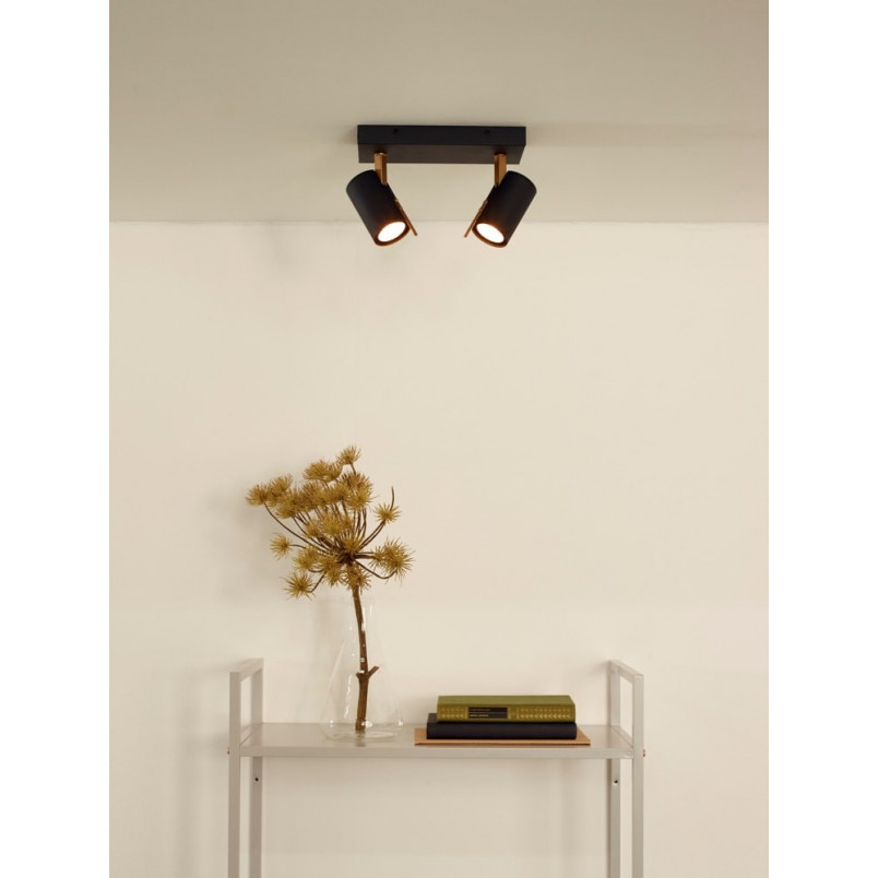 Reflektor sufitowy LED podwójny czarny Lucide | Oświetlenie