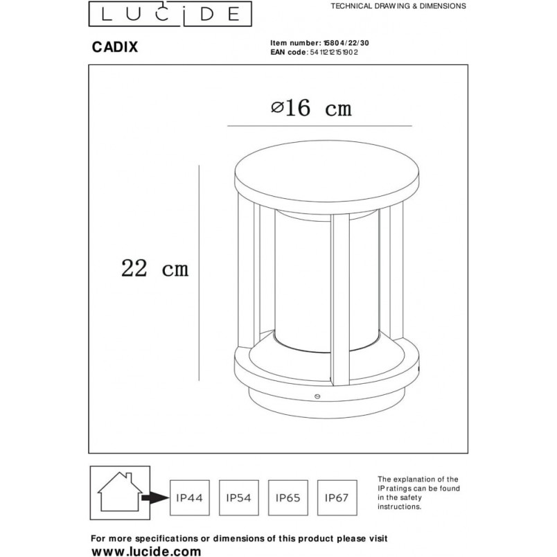 Lampa Ogrodowa Cadix Czarna | Lucide - Stwórz Przytulny Ogród