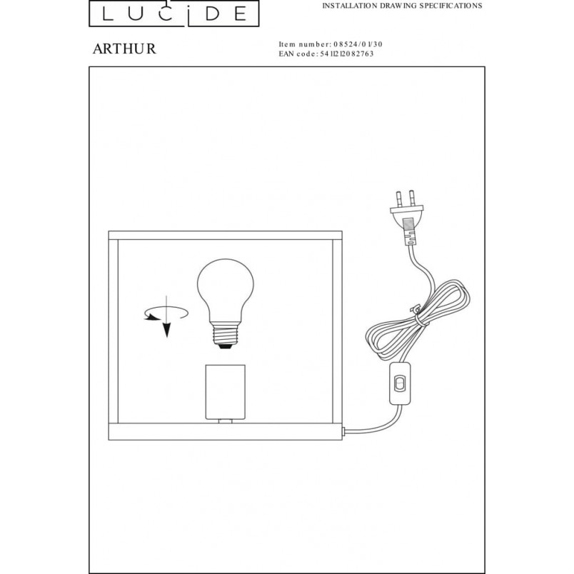 Lampa stołowa Loft Arthur czarna - Lucide | Sklep z Lampami