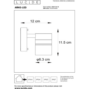 Kinkiet zewnętrzny Arne LED - nowoczesny design | Lucide
