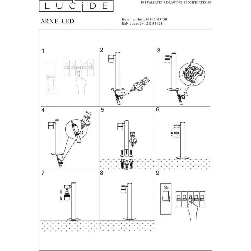 Lampa Ogrodowa Arne LED Czarna | Lucide - Kup Teraz!