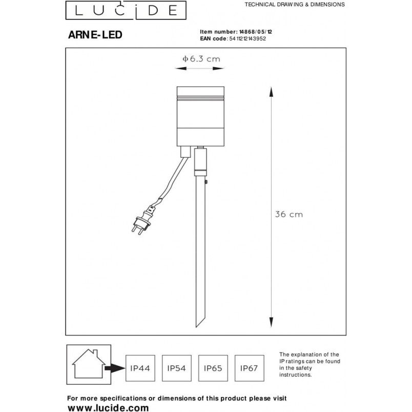 Lampa Ogrodowa LED Arne - Chrom Satynowy | Lucide