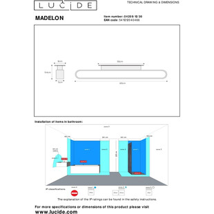 Kinkiet łazienkowy LED czarny Madelon 60cm - Lucide