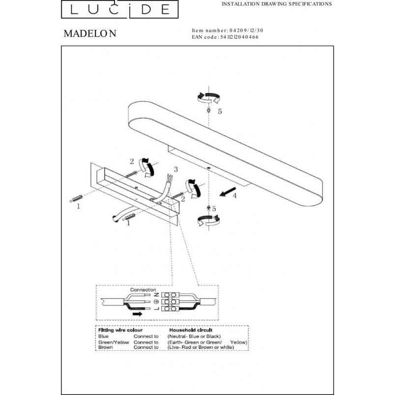 Kinkiet łazienkowy LED czarny Madelon 60cm - Lucide
