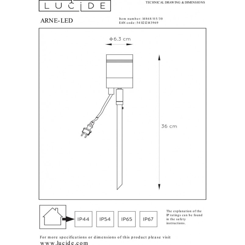 Lampa Ogrodowa Arne LED Czarna | Lucide - Kup Teraz!