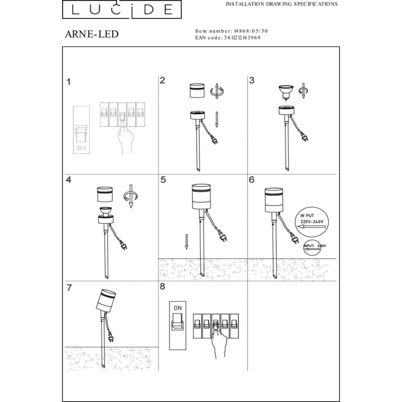 Lampa Ogrodowa Arne LED Czarna | Lucide - Kup Teraz!
